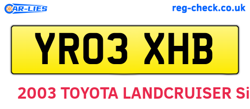 YR03XHB are the vehicle registration plates.