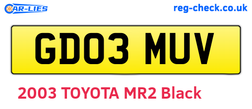 GD03MUV are the vehicle registration plates.