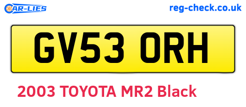 GV53ORH are the vehicle registration plates.