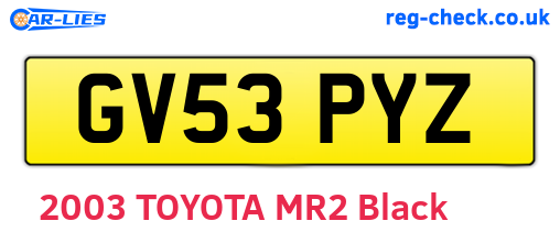 GV53PYZ are the vehicle registration plates.