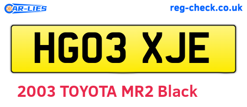 HG03XJE are the vehicle registration plates.