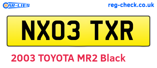 NX03TXR are the vehicle registration plates.
