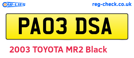 PA03DSA are the vehicle registration plates.