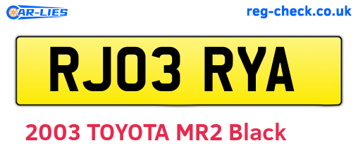 RJ03RYA are the vehicle registration plates.