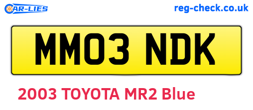 MM03NDK are the vehicle registration plates.