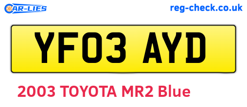 YF03AYD are the vehicle registration plates.