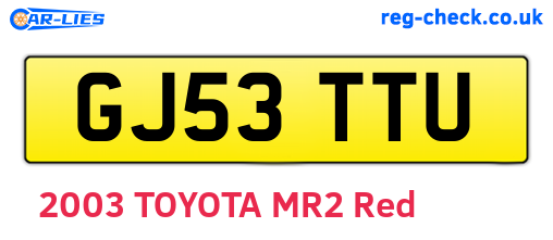 GJ53TTU are the vehicle registration plates.