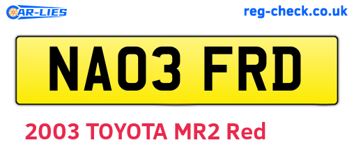 NA03FRD are the vehicle registration plates.