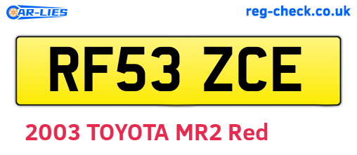 RF53ZCE are the vehicle registration plates.