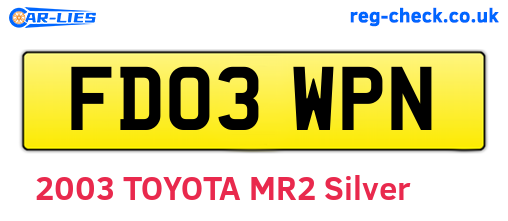 FD03WPN are the vehicle registration plates.