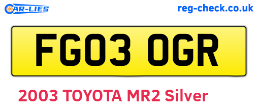 FG03OGR are the vehicle registration plates.