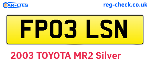 FP03LSN are the vehicle registration plates.