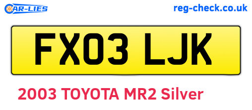 FX03LJK are the vehicle registration plates.