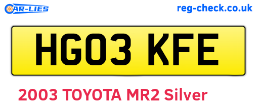 HG03KFE are the vehicle registration plates.