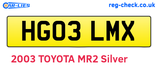 HG03LMX are the vehicle registration plates.