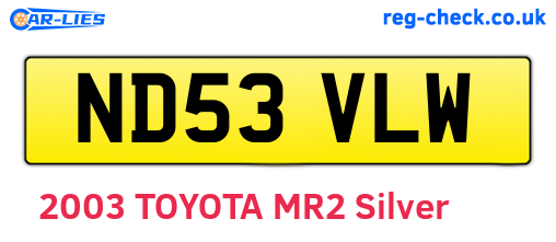 ND53VLW are the vehicle registration plates.