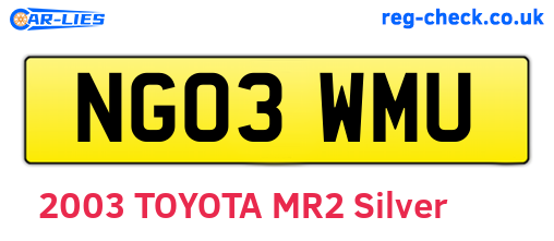 NG03WMU are the vehicle registration plates.