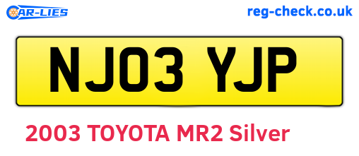 NJ03YJP are the vehicle registration plates.