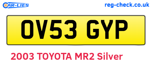 OV53GYP are the vehicle registration plates.