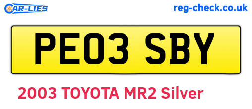 PE03SBY are the vehicle registration plates.