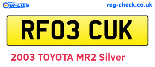 RF03CUK are the vehicle registration plates.