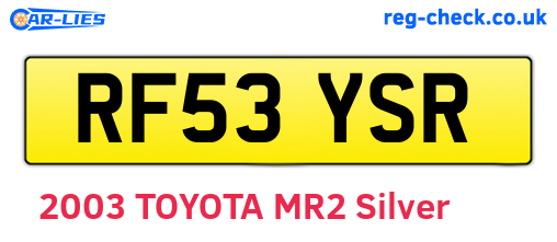 RF53YSR are the vehicle registration plates.
