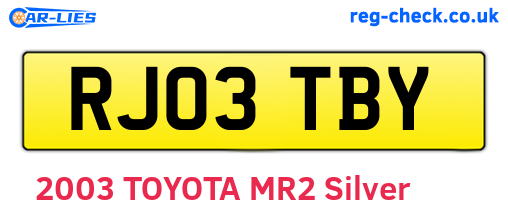 RJ03TBY are the vehicle registration plates.