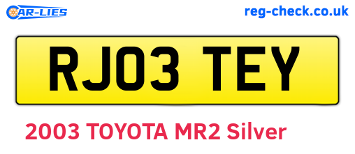 RJ03TEY are the vehicle registration plates.