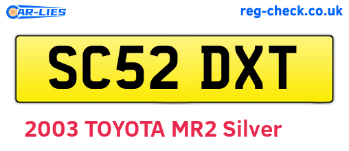SC52DXT are the vehicle registration plates.