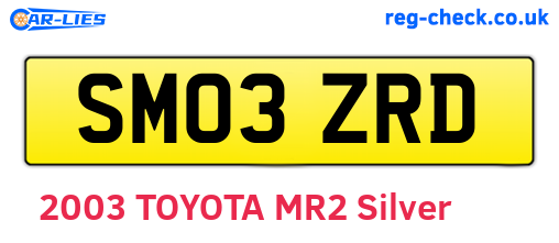 SM03ZRD are the vehicle registration plates.