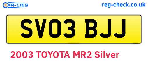 SV03BJJ are the vehicle registration plates.