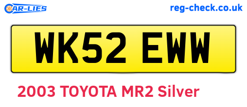WK52EWW are the vehicle registration plates.