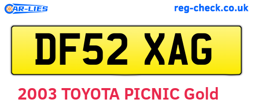 DF52XAG are the vehicle registration plates.