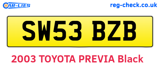 SW53BZB are the vehicle registration plates.
