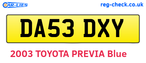 DA53DXY are the vehicle registration plates.
