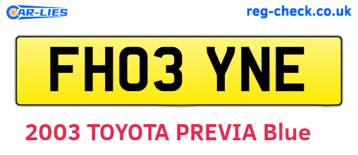 FH03YNE are the vehicle registration plates.