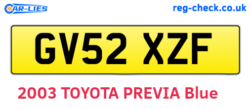 GV52XZF are the vehicle registration plates.