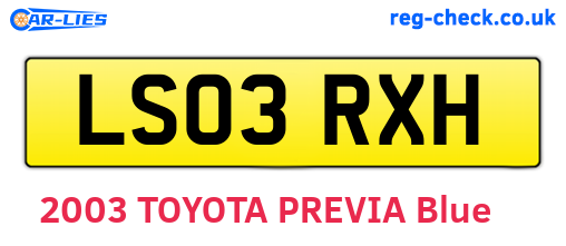LS03RXH are the vehicle registration plates.