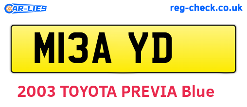 M13AYD are the vehicle registration plates.