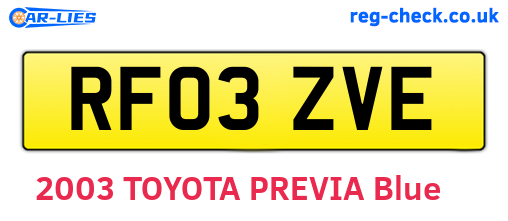 RF03ZVE are the vehicle registration plates.