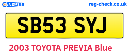 SB53SYJ are the vehicle registration plates.