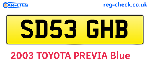 SD53GHB are the vehicle registration plates.