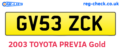 GV53ZCK are the vehicle registration plates.