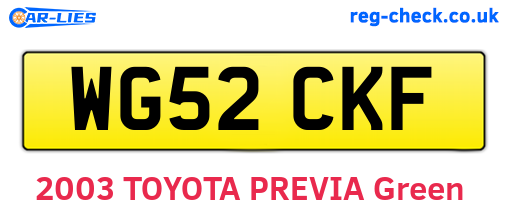 WG52CKF are the vehicle registration plates.