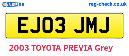 EJ03JMJ are the vehicle registration plates.