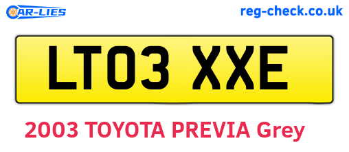 LT03XXE are the vehicle registration plates.