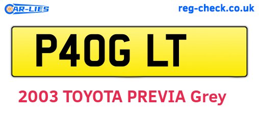 P40GLT are the vehicle registration plates.
