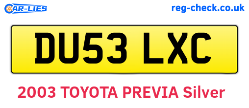 DU53LXC are the vehicle registration plates.