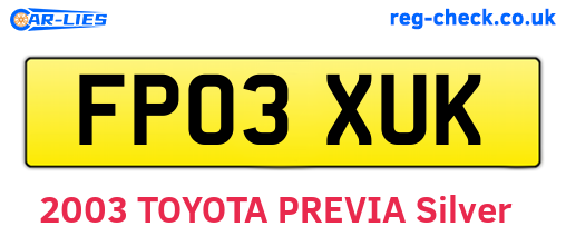 FP03XUK are the vehicle registration plates.