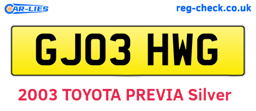 GJ03HWG are the vehicle registration plates.